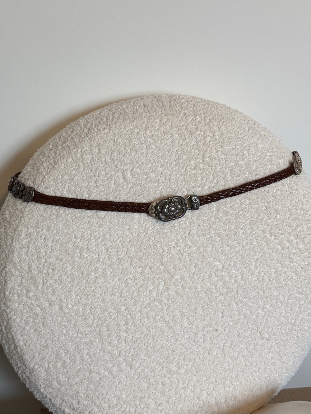 Vintage Olga Santini Concha Hip Belt Leather Braided Brown 90s Boho Y2K Western - Picture 2 of 15